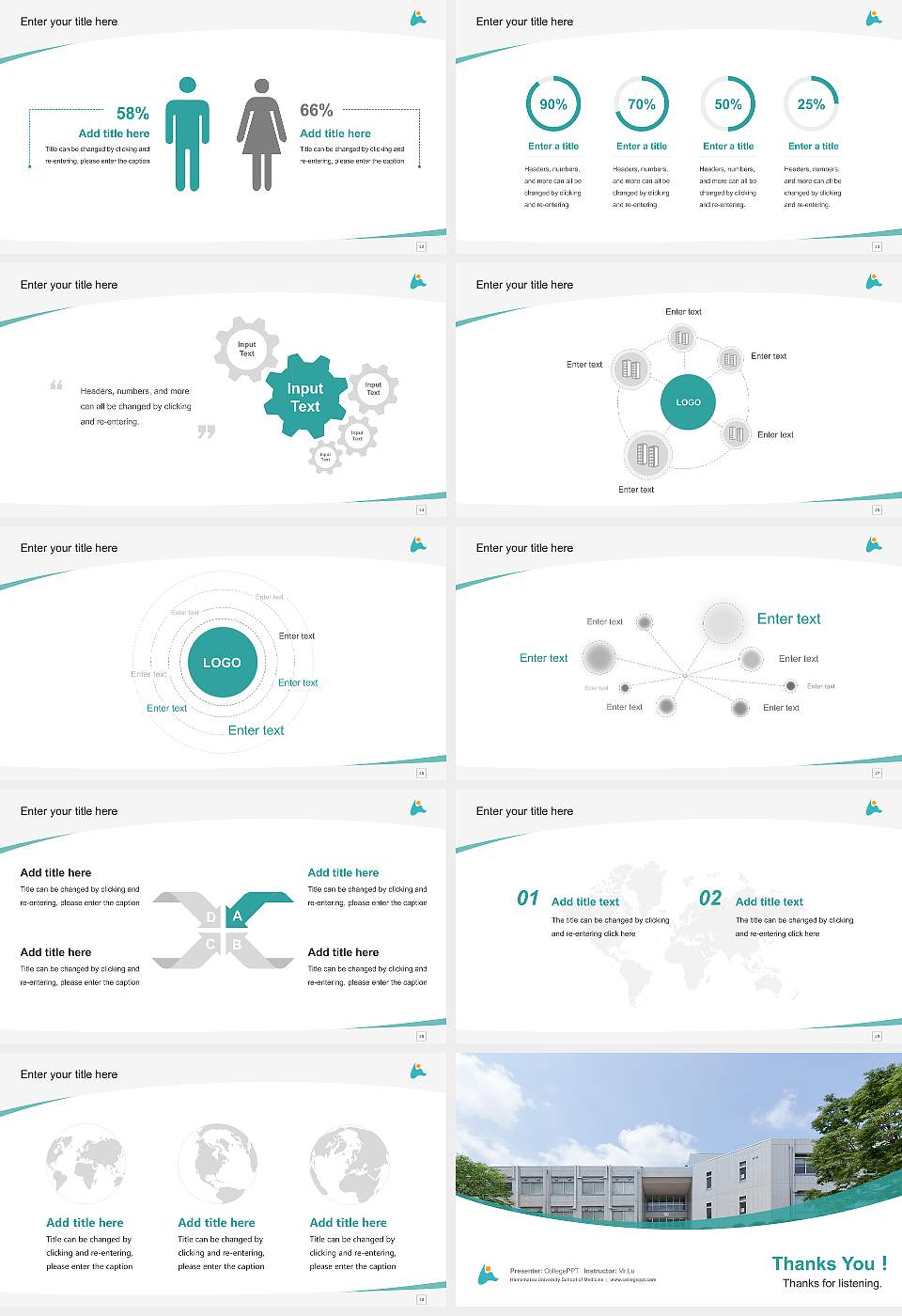 Hamamatsu University School of Medicine Course/Courseware Creation PPT Template16:9 ratio PPT effect preview image4