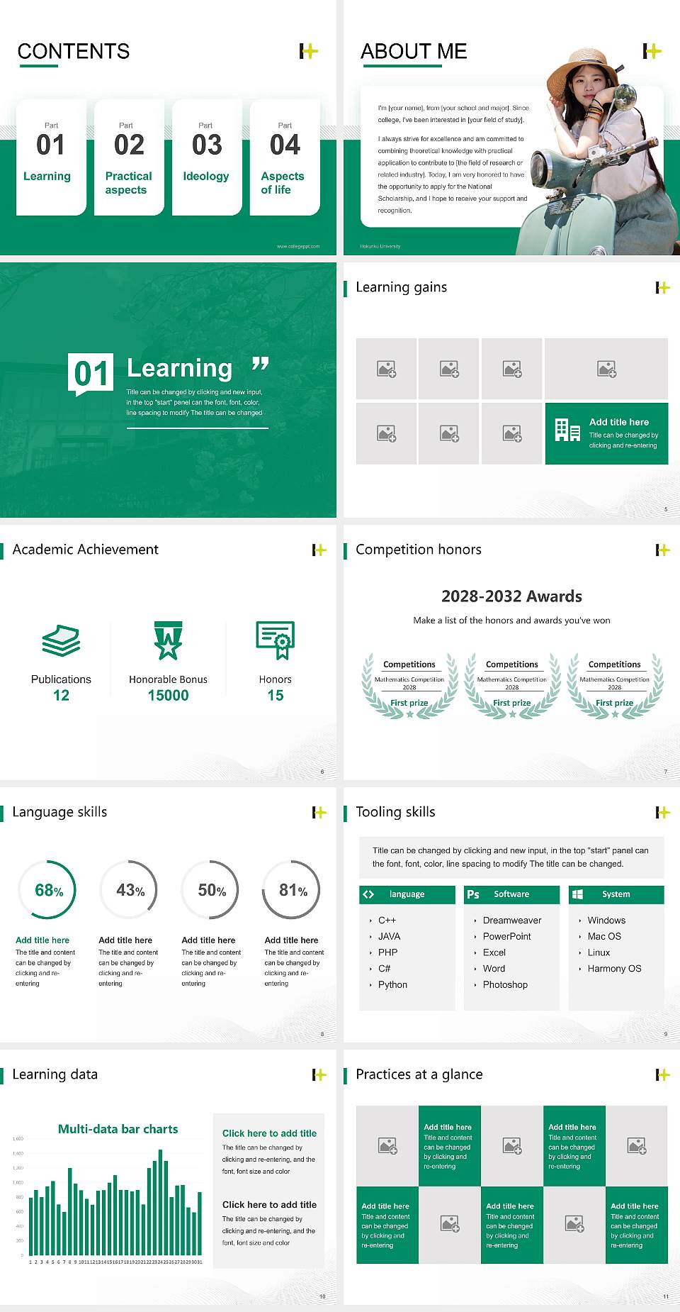 Hokuriku University National Scholarship Defense PPT Template4:3 ratio PPT effect preview image2