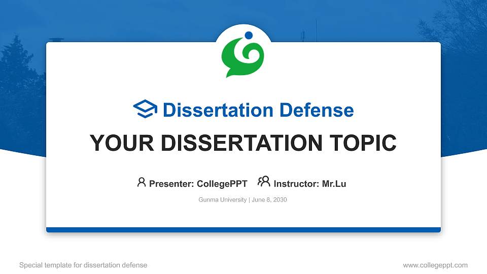 Gunma University Graduation Thesis Defense PPT Template16:9 ratio PPT effect preview image