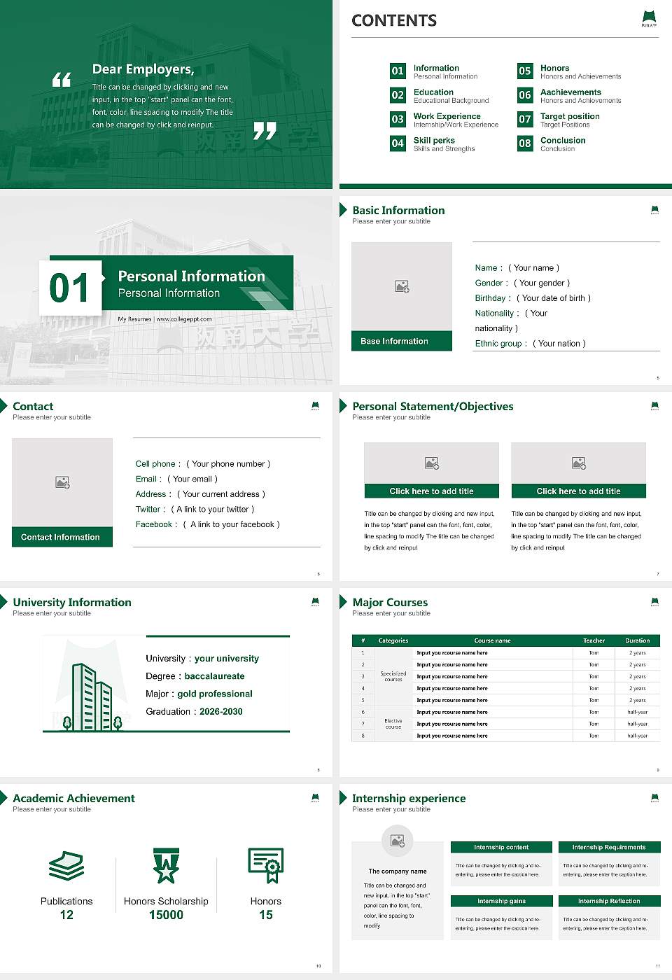 Hannan University Resume PPT Template16:9 ratio PPT effect preview image2
