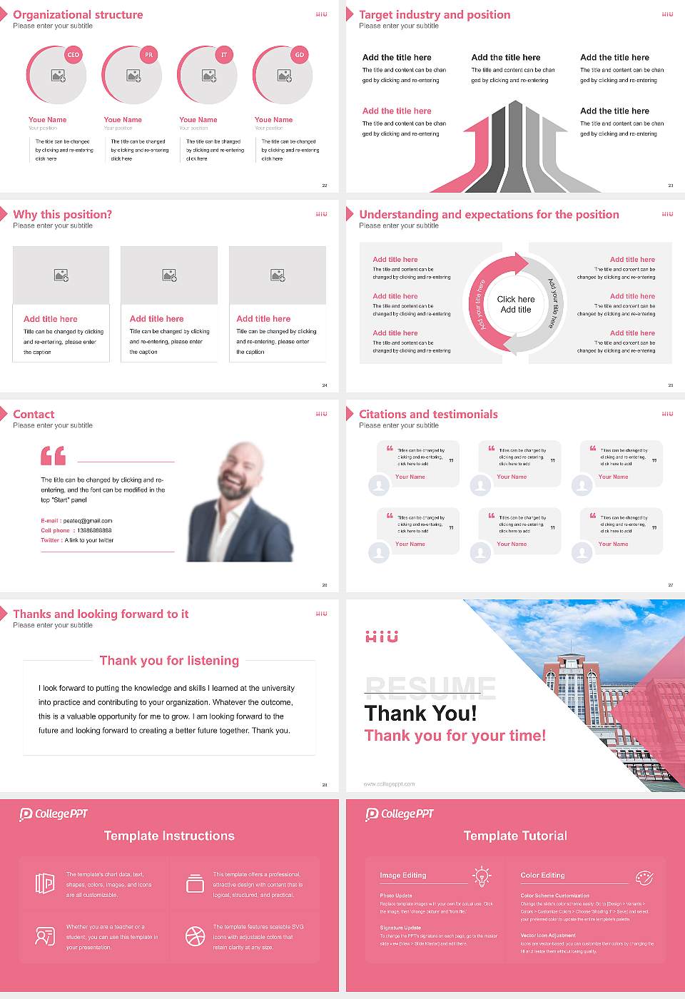 Hiroshima International University Resume PPT Template16:9 ratio PPT effect preview image4