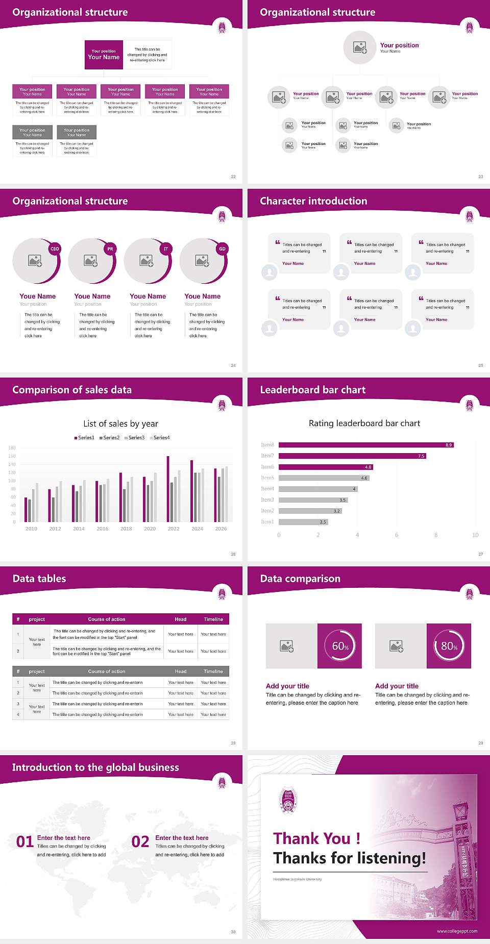 Hiroshima Jogakuin University Academic Presentation/Research Findings Report PPT Template4:3 ratio PPT effect preview image4