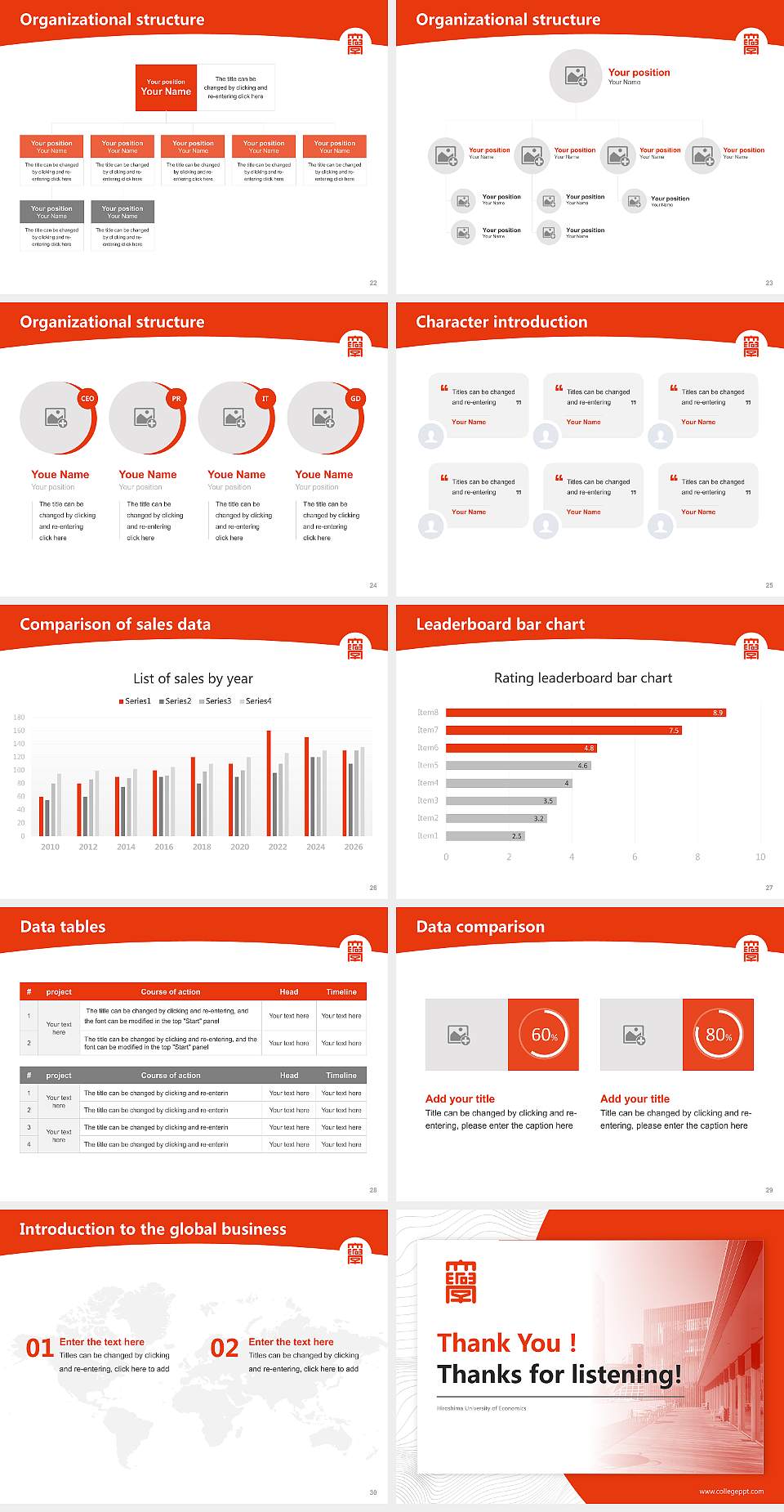 Hiroshima University of Economics Academic Presentation/Research Findings Report PPT Template4:3 ratio PPT effect preview image4