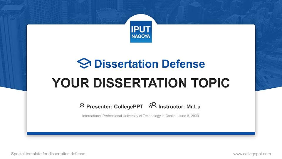 International Professional University of Technology in Osaka Graduation Thesis Defense PPT Template16:9 ratio PPT effect preview image