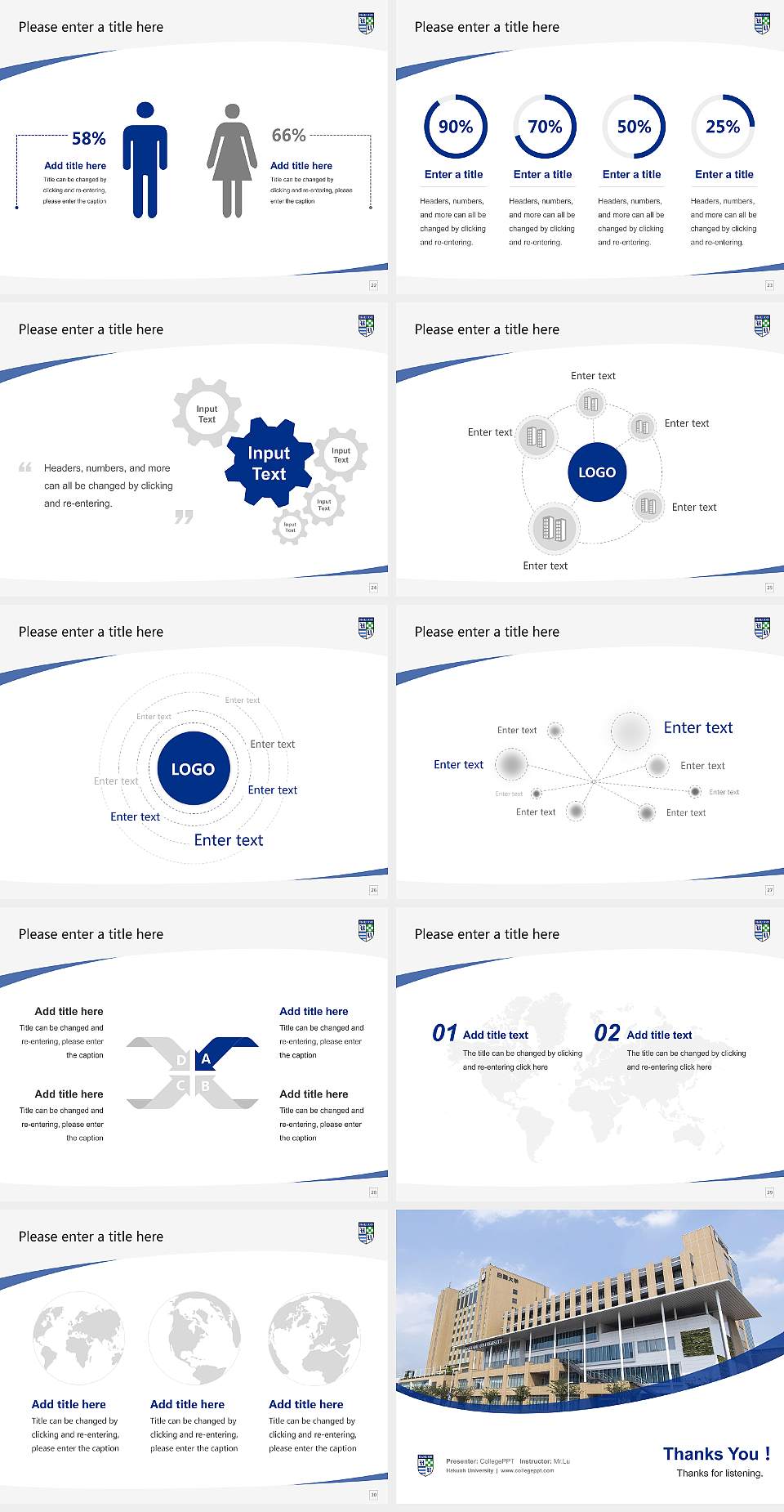 Hakuoh University Course/Courseware Creation PPT Template4:3 ratio PPT effect preview image4