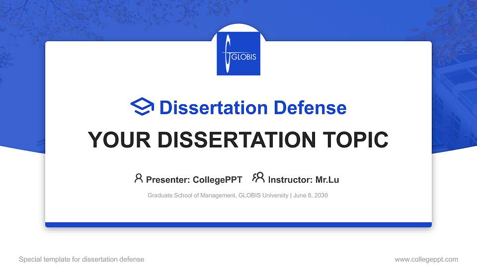 Graduate School of Management, GLOBIS University Graduation Thesis Defense PPT Template16:9 ratio PPT effect preview image