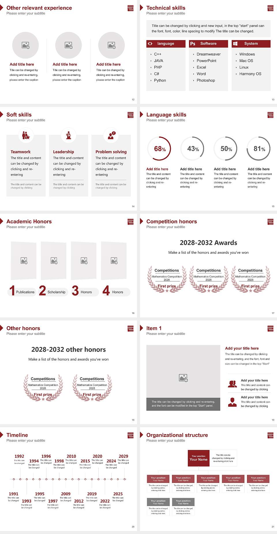 Himeji University Resume PPT Template4:3 ratio PPT effect preview image3