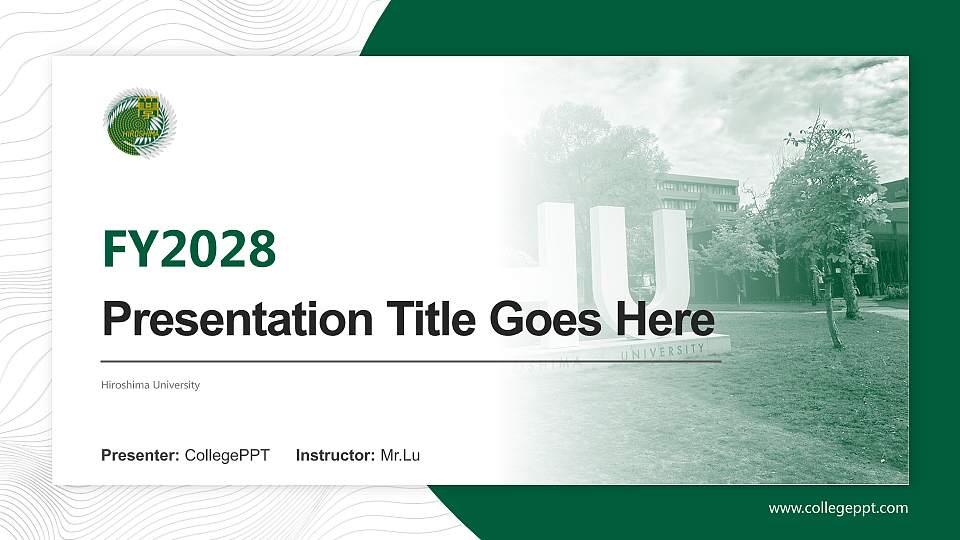 Hiroshima University Academic Presentation/Research Findings Report PPT Template16:9 ratio PPT effect preview image