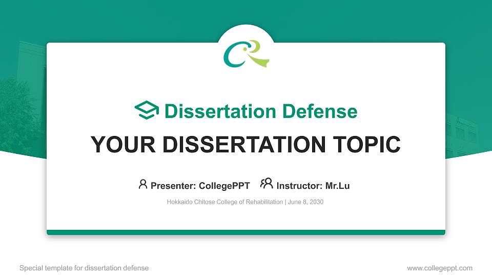 Hokkaido Chitose College of Rehabilitation Graduation Thesis Defense PPT Template16:9 ratio PPT effect preview image