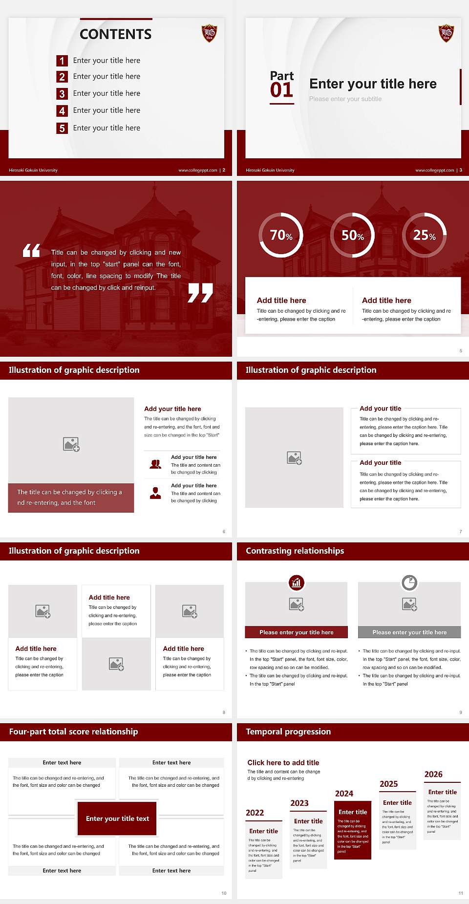 Hirosaki Gakuin University Thesis Proposal/Graduation Defense PPT Template4:3 ratio PPT effect preview image2