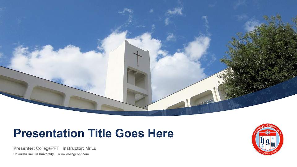 Hokuriku Gakuin University Course/Courseware Creation PPT Template16:9 ratio PPT effect preview image