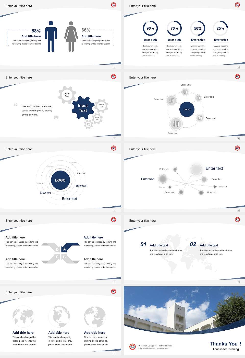 Hokuriku Gakuin University Course/Courseware Creation PPT Template16:9 ratio PPT effect preview image4