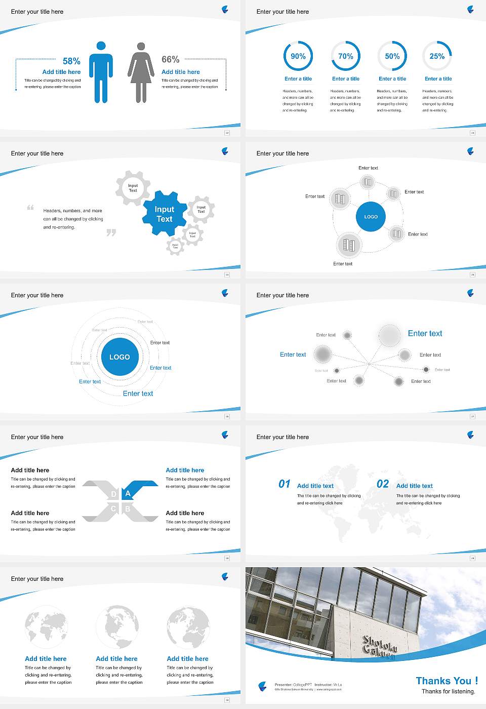 Gifu Shotoku Gakuen University Course/Courseware Creation PPT Template16:9 ratio PPT effect preview image4