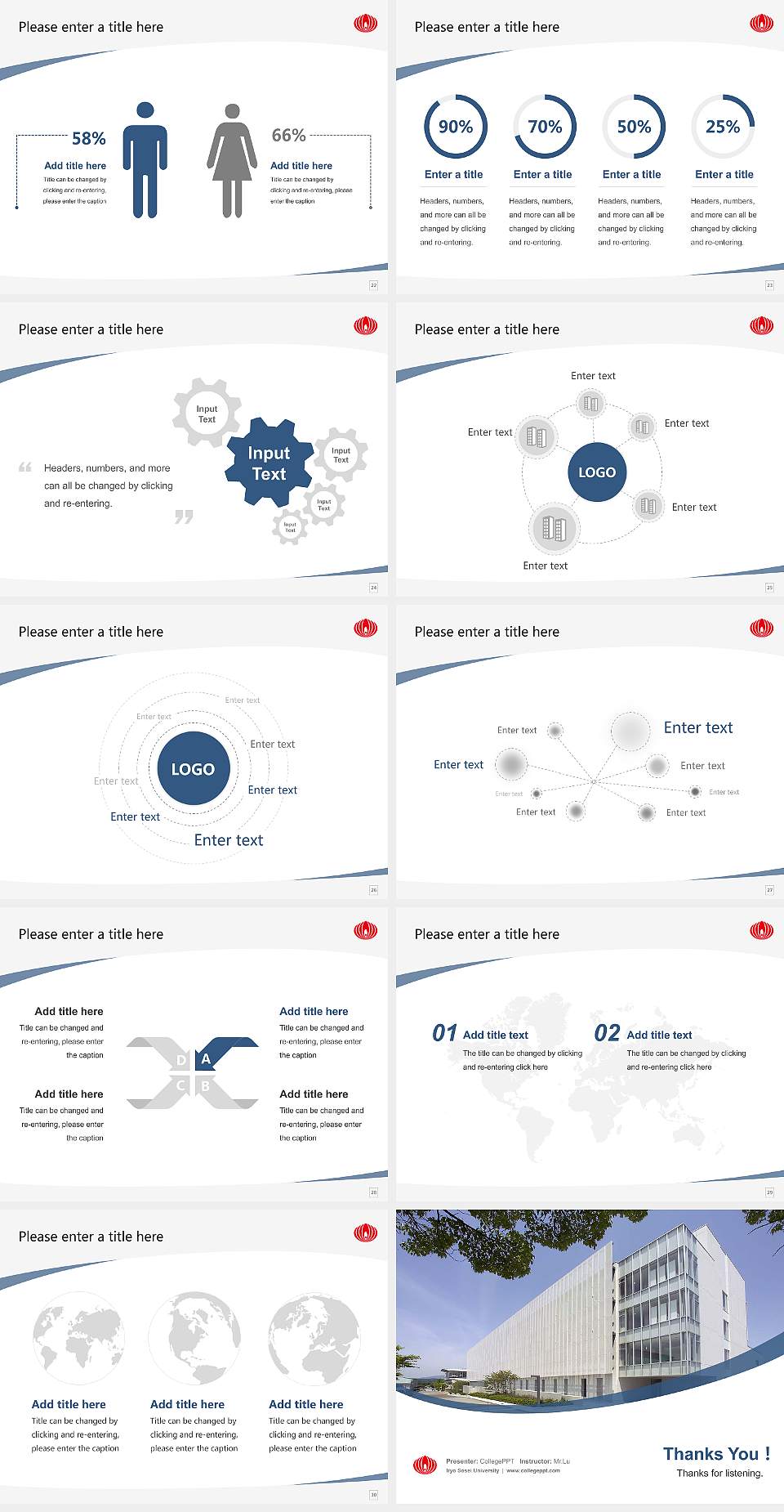 Iryo Sosei University Course/Courseware Creation PPT Template4:3 ratio PPT effect preview image4
