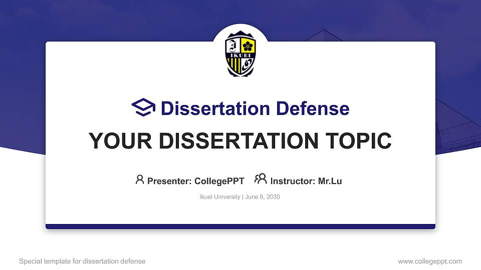 Ikuei University Graduation Thesis Defense PPT Template16:9 ratio PPT effect preview image