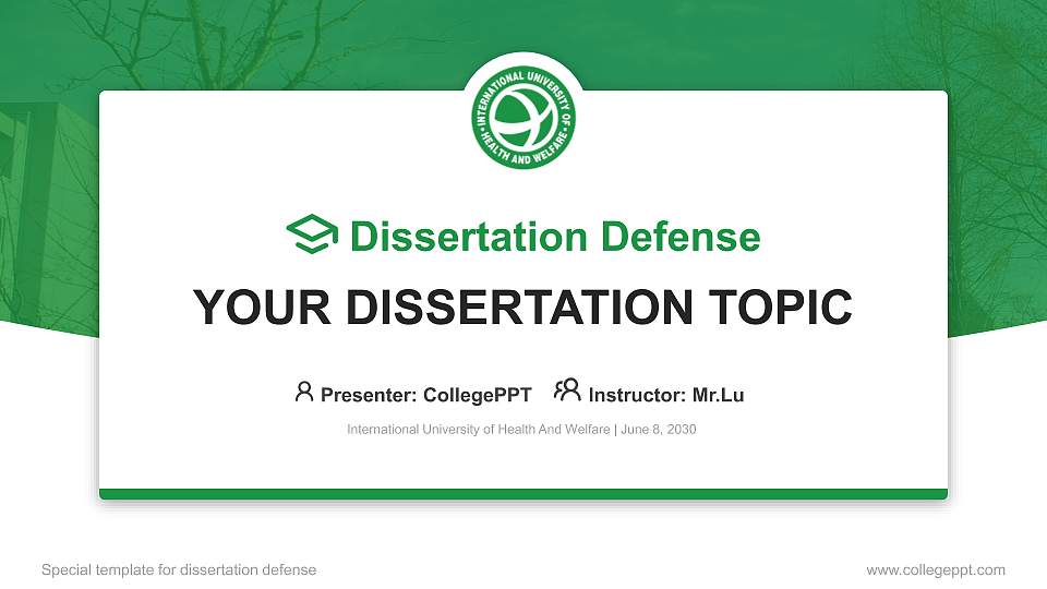International University of Health And Welfare Graduation Thesis Defense PPT Template16:9 ratio PPT effect preview image
