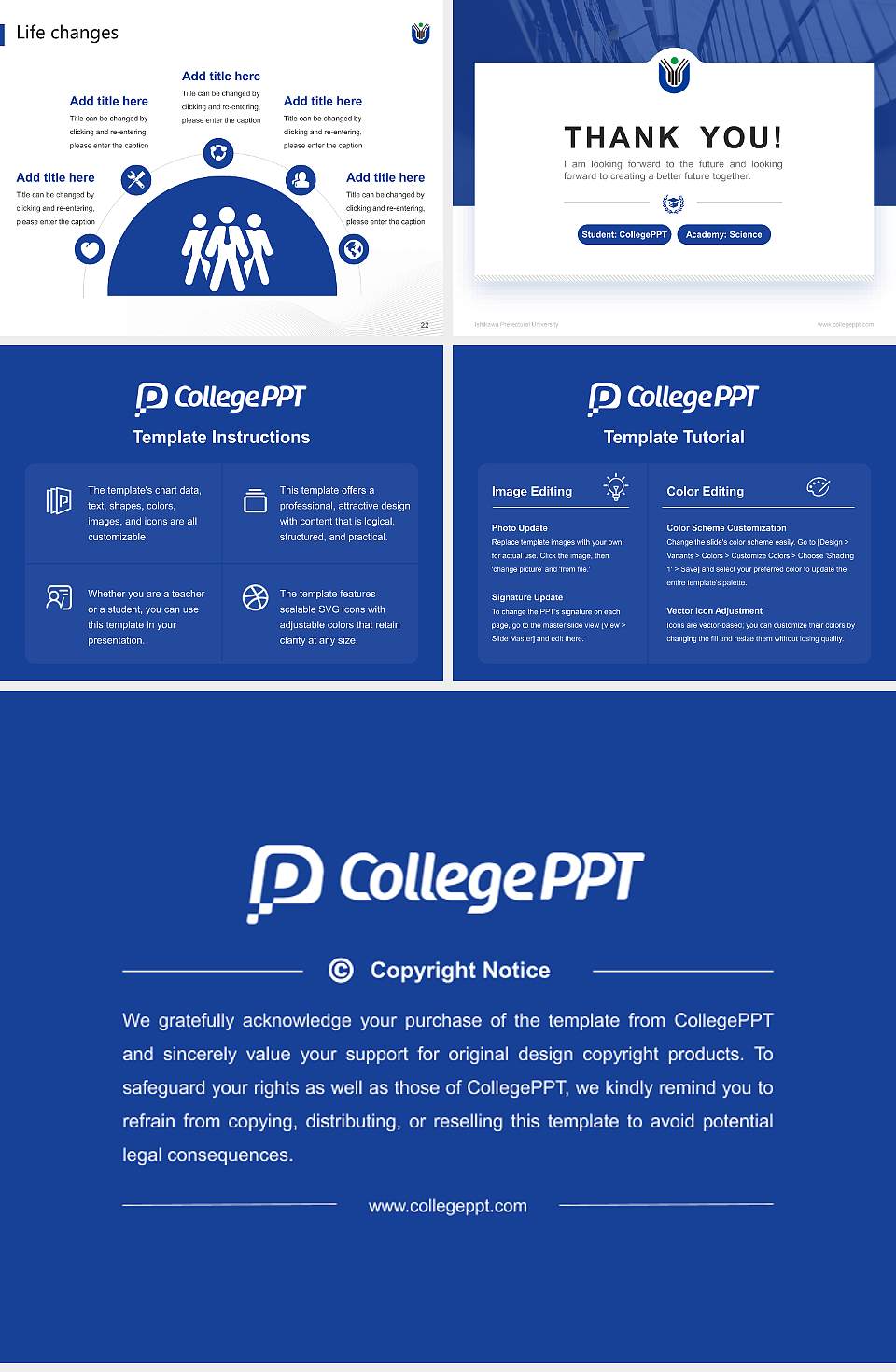 Ishikawa Prefectural University National Scholarship Defense PPT Template4:3 ratio PPT effect preview image4