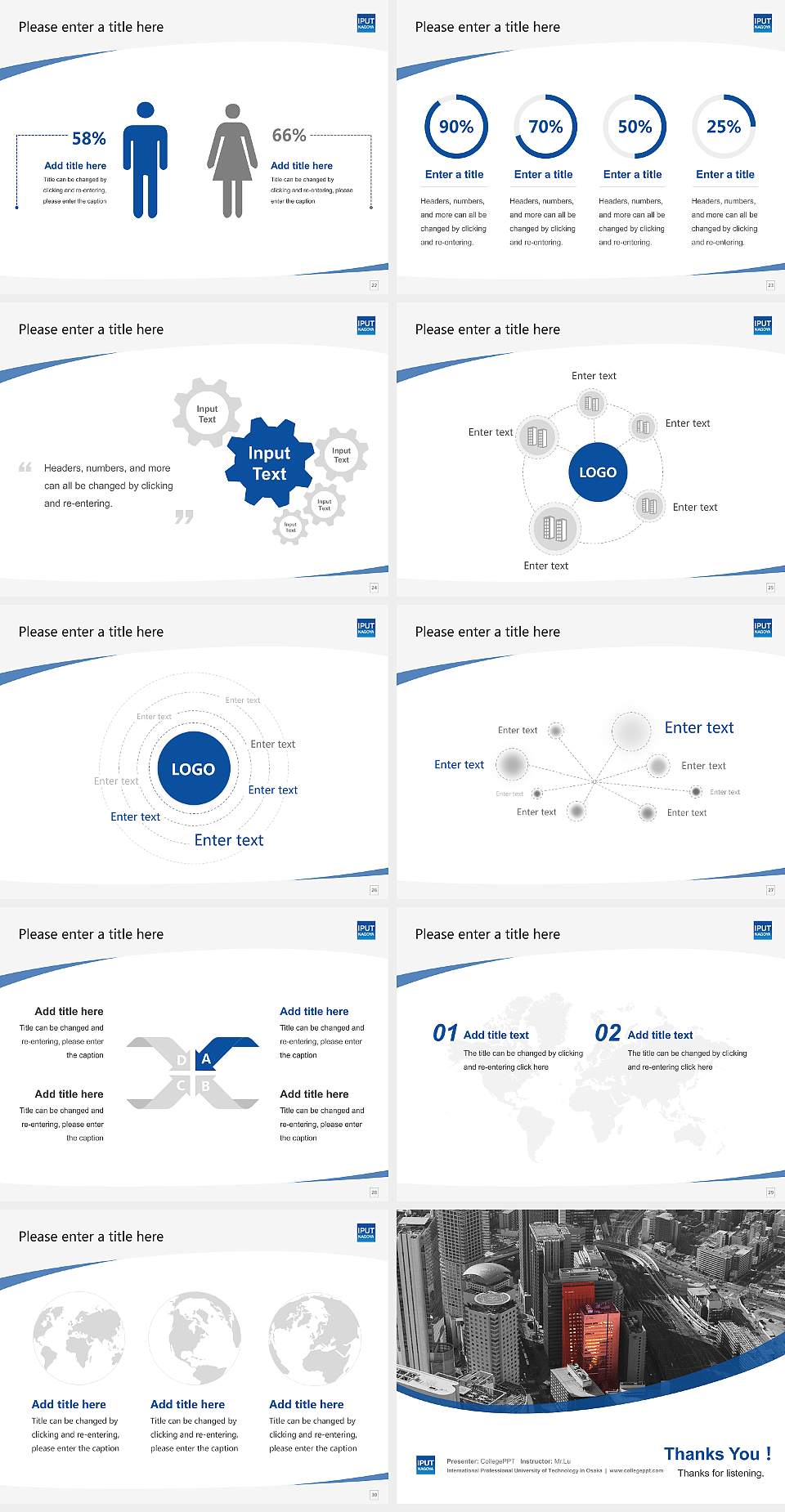 International Professional University of Technology in Osaka Course/Courseware Creation PPT Template4:3 ratio PPT effect preview image4