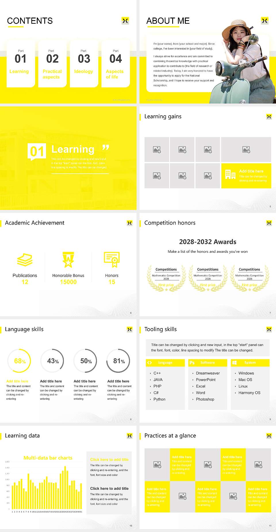 Hijiyama University National Scholarship Defense PPT Template4:3 ratio PPT effect preview image2