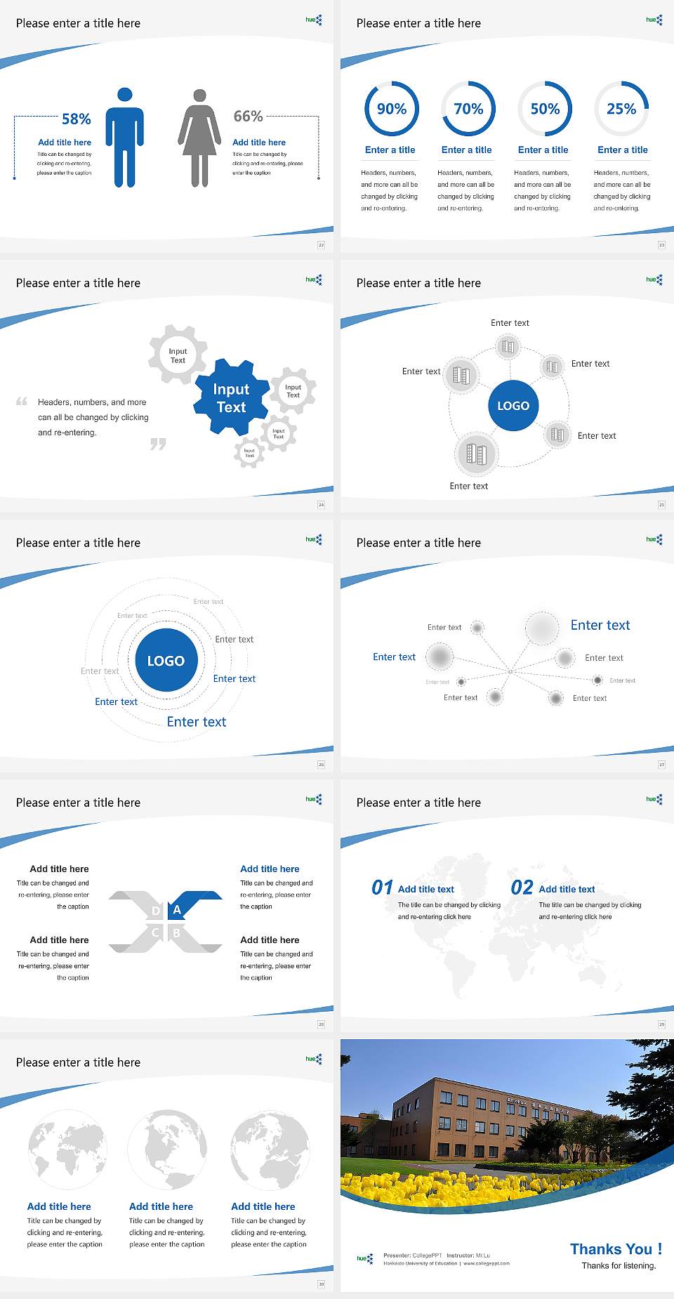 Hokkaido University of Education Course/Courseware Creation PPT Template4:3 ratio PPT effect preview image4