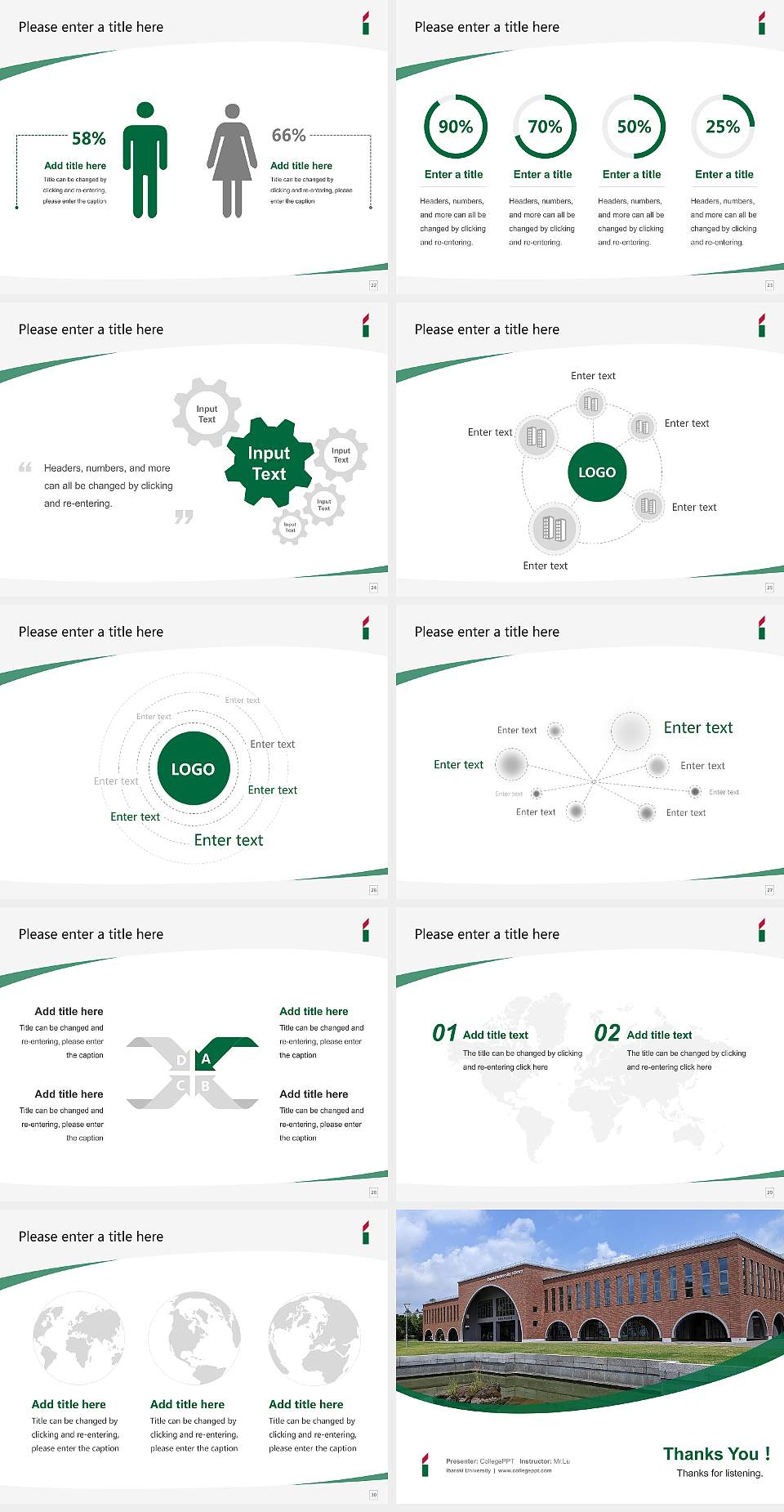 Ibaraki University Course/Courseware Creation PPT Template4:3 ratio PPT effect preview image4