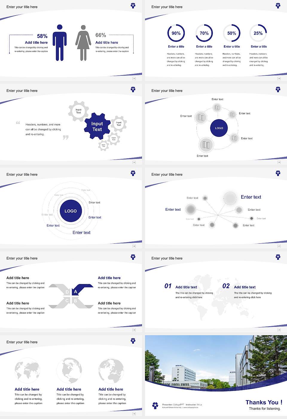 Hokusei Gakuen University Course/Courseware Creation PPT Template16:9 ratio PPT effect preview image4