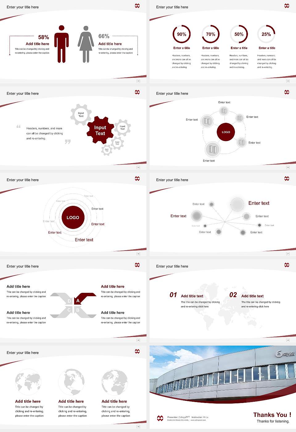 Hachinohe Gakuin University Course/Courseware Creation PPT Template16:9 ratio PPT effect preview image4