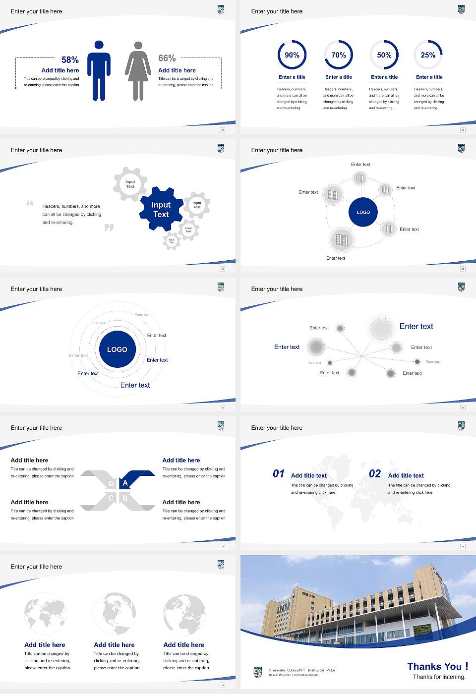 Hakuoh University Course/Courseware Creation PPT Template16:9 ratio PPT effect preview image4