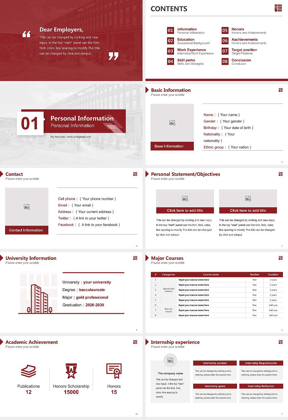 Himeji University Resume PPT Template16:9 ratio PPT effect preview image2