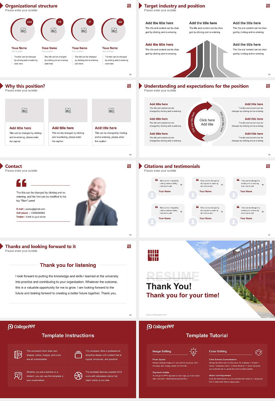 Himeji University Resume PPT Template16:9 ratio PPT effect preview image4
