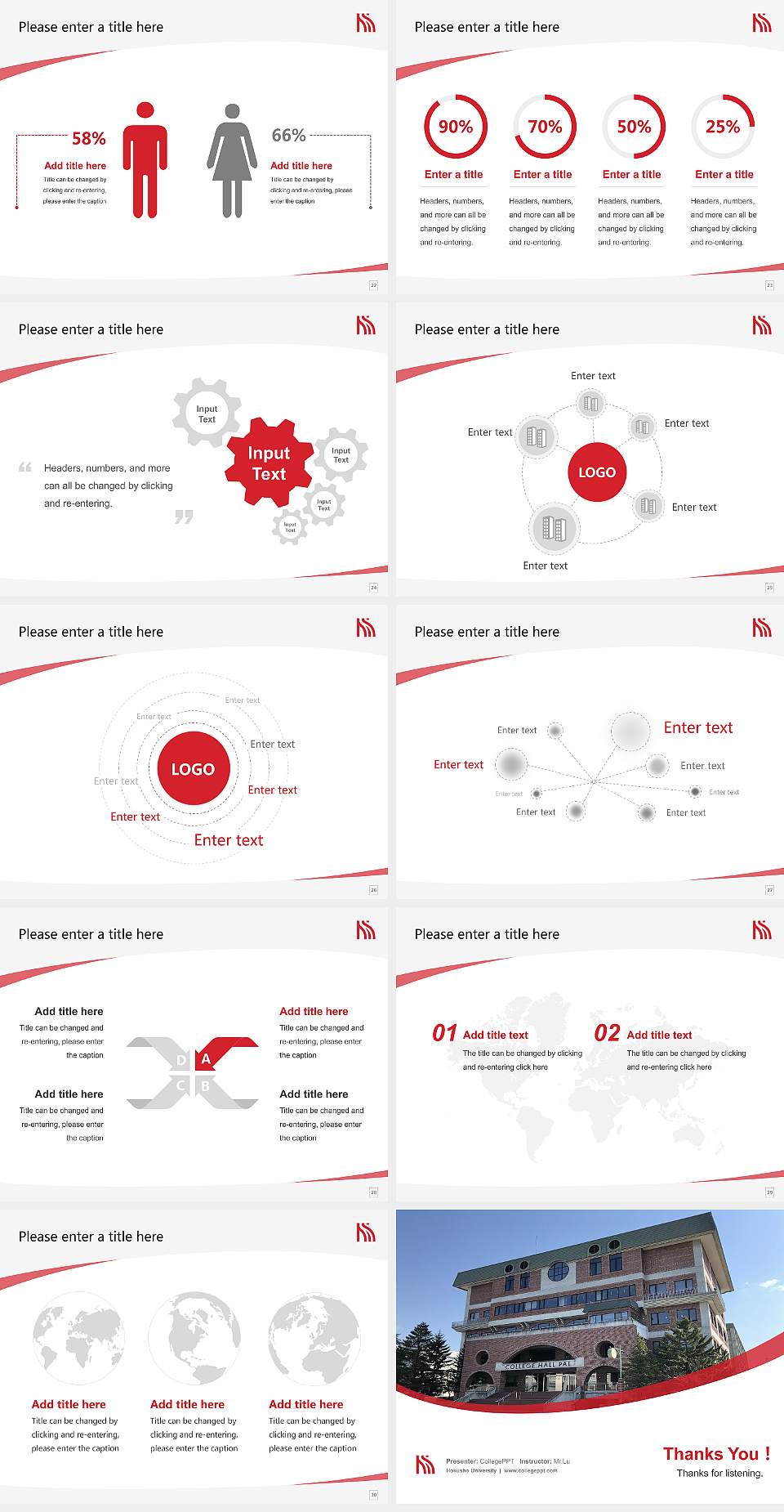 Hokusho University Course/Courseware Creation PPT Template4:3 ratio PPT effect preview image4