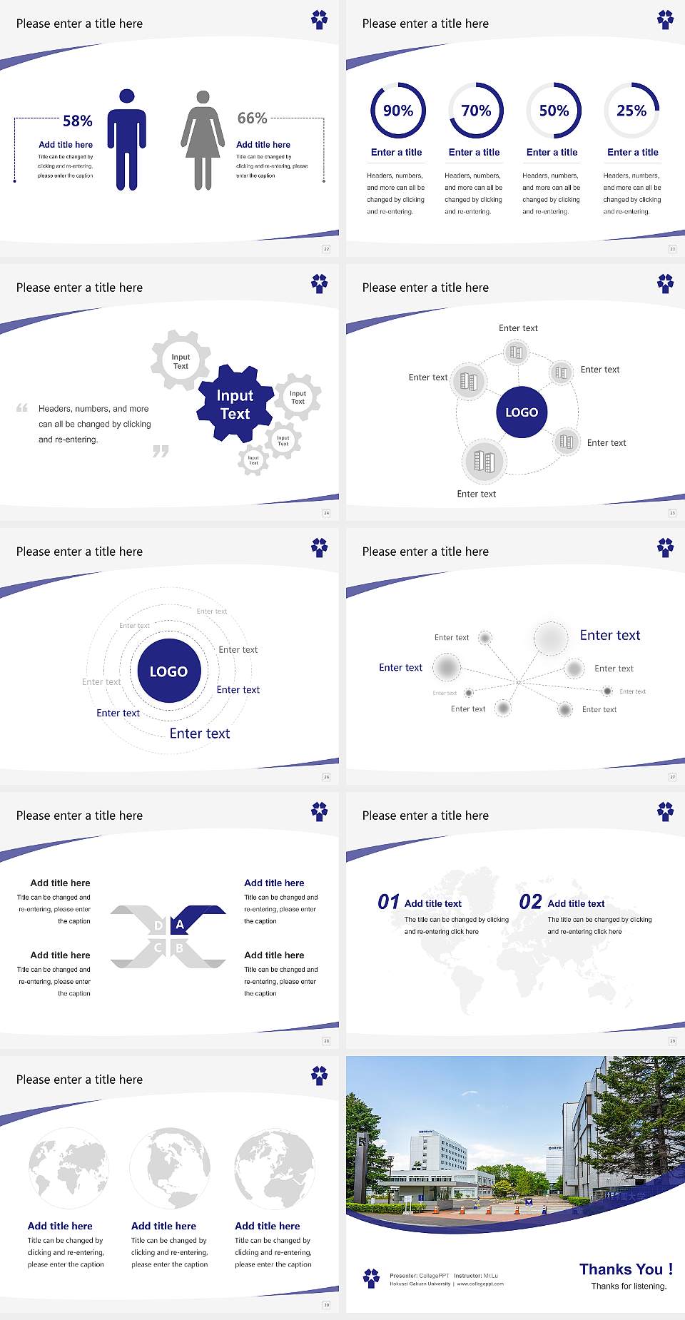 Hokusei Gakuen University Course/Courseware Creation PPT Template4:3 ratio PPT effect preview image4