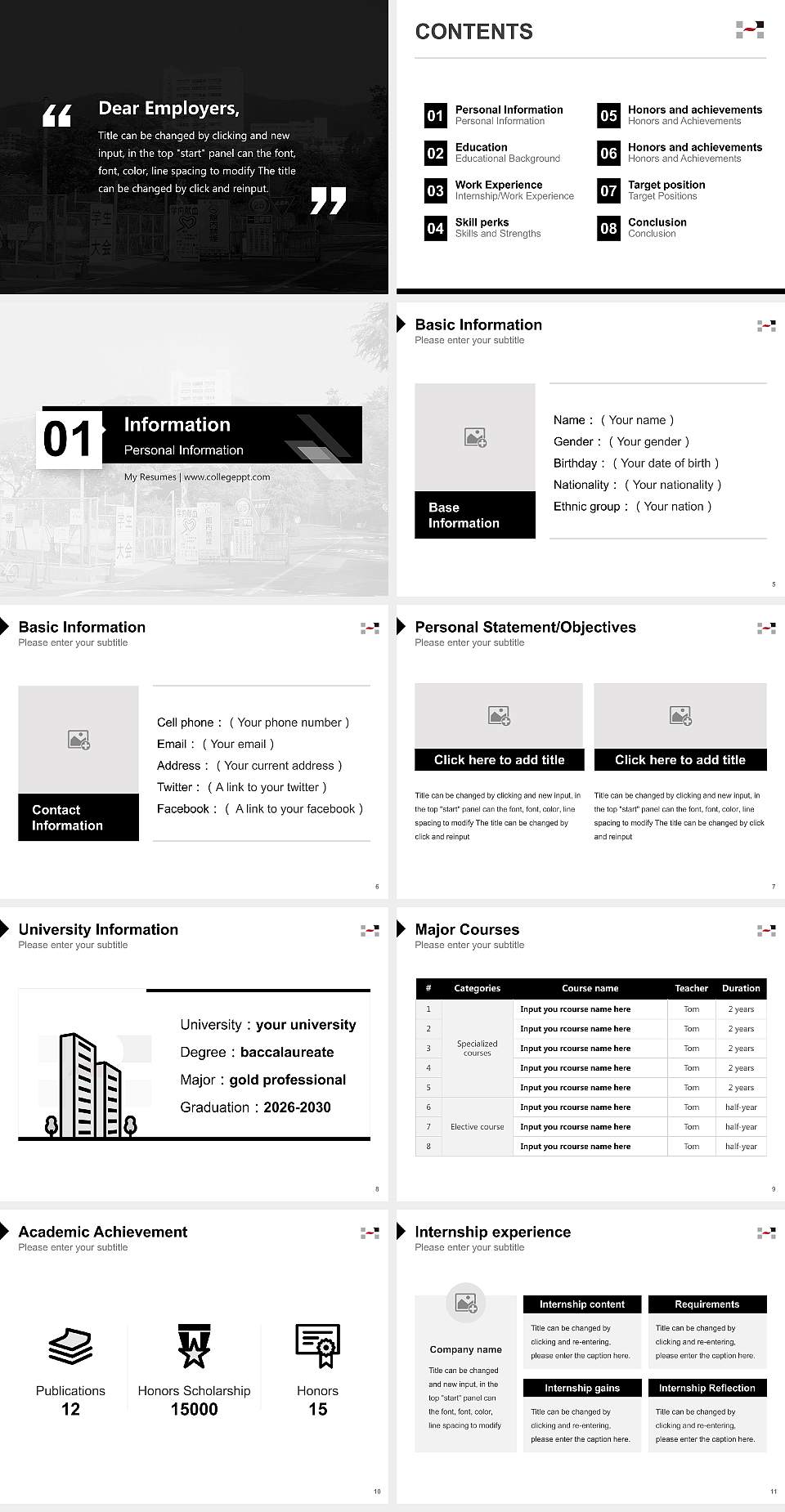 Hiroshima Institute of Technology Resume PPT Template4:3 ratio PPT effect preview image2