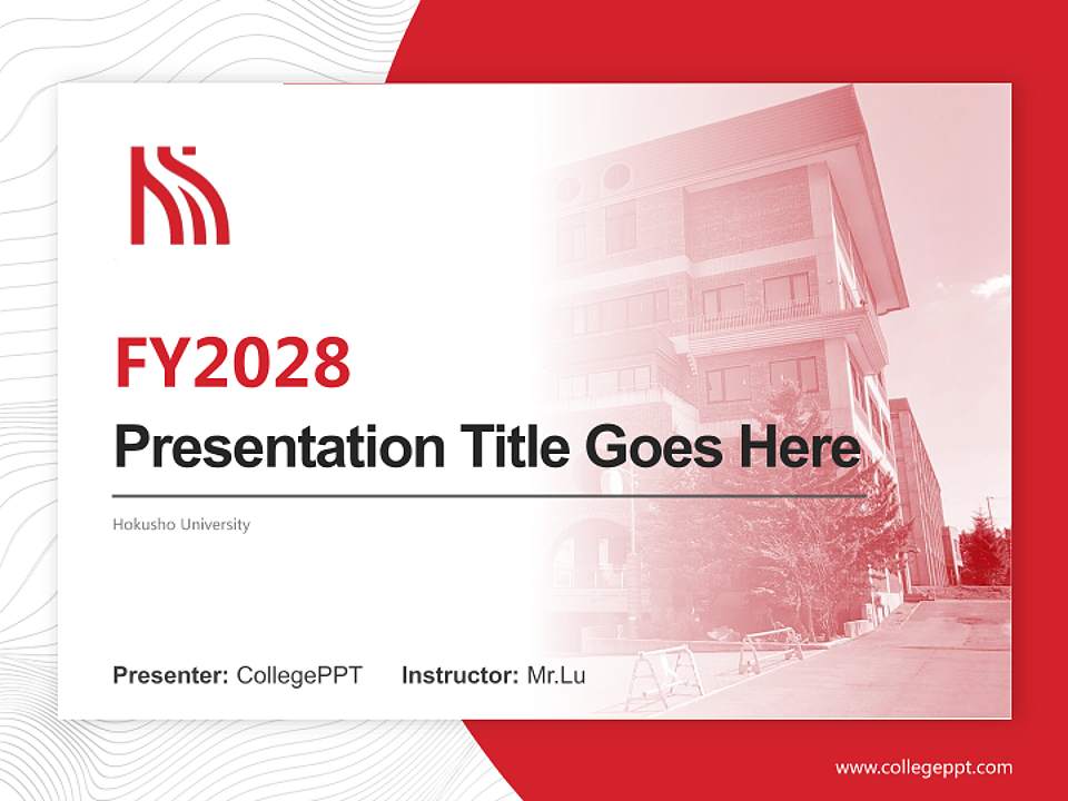 Hokusho University Academic Presentation/Research Findings Report PPT Template4:3 ratio PPT effect preview image5