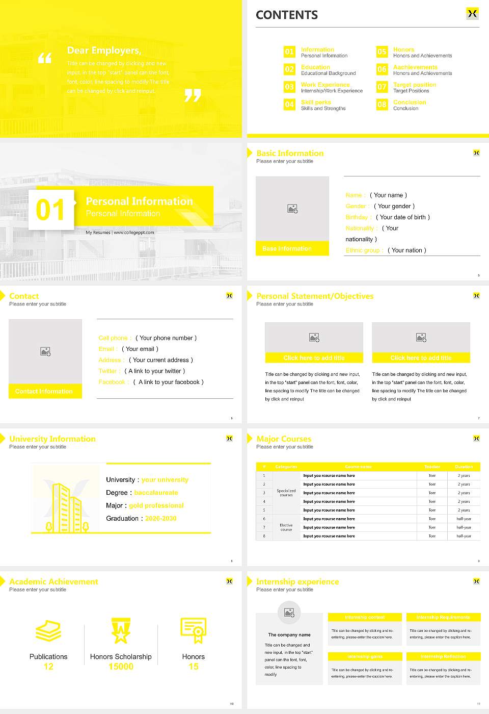 Hijiyama University Resume PPT Template16:9 ratio PPT effect preview image2