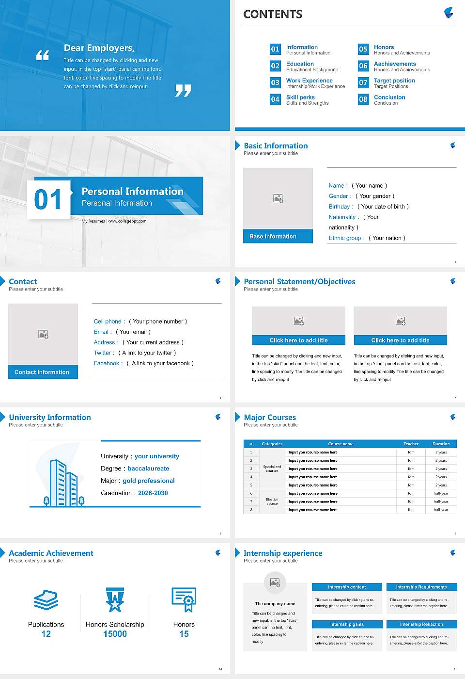 Gifu Shotoku Gakuen University Resume PPT Template16:9 ratio PPT effect preview image2