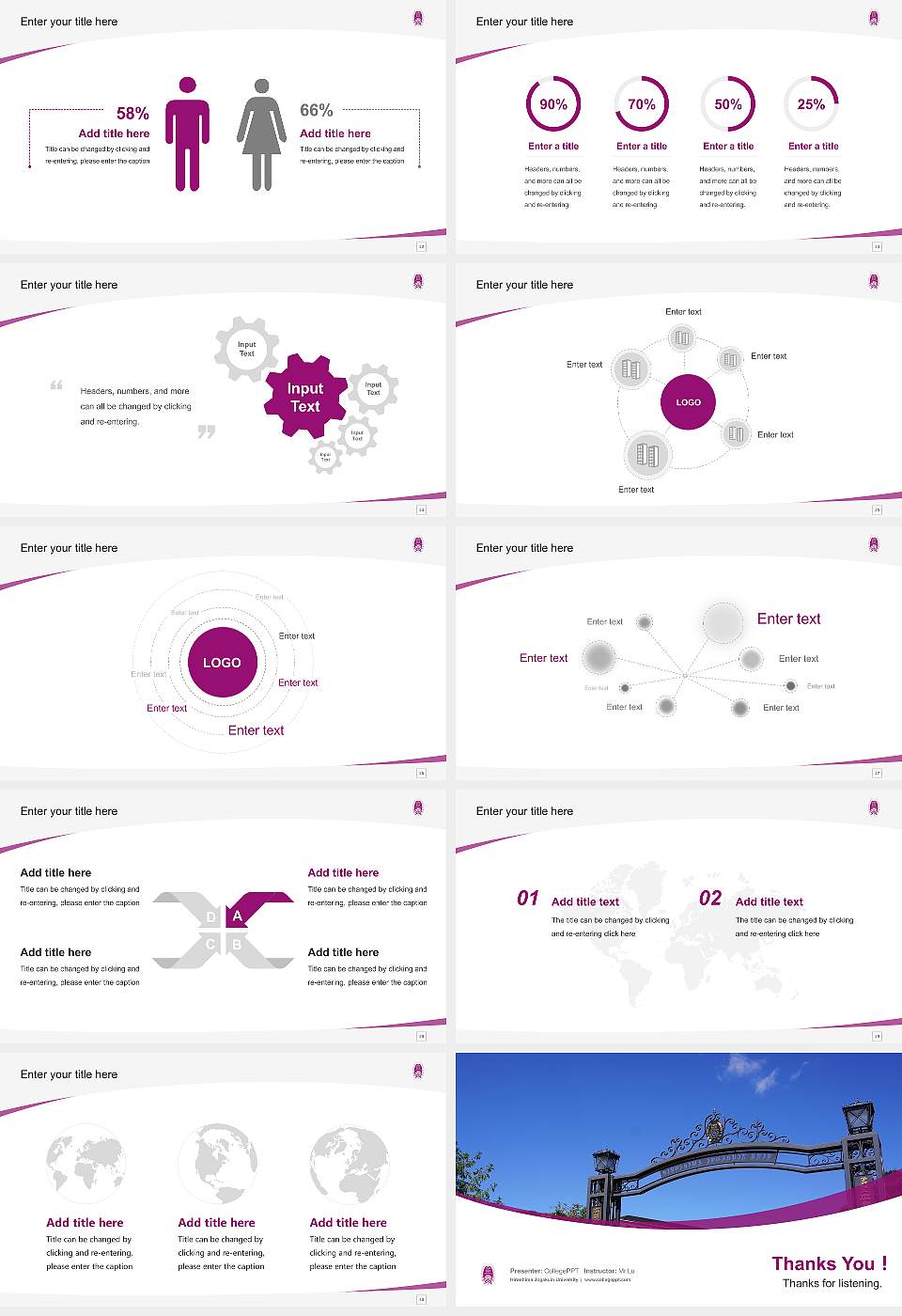 Hiroshima Jogakuin University Course/Courseware Creation PPT Template16:9 ratio PPT effect preview image4