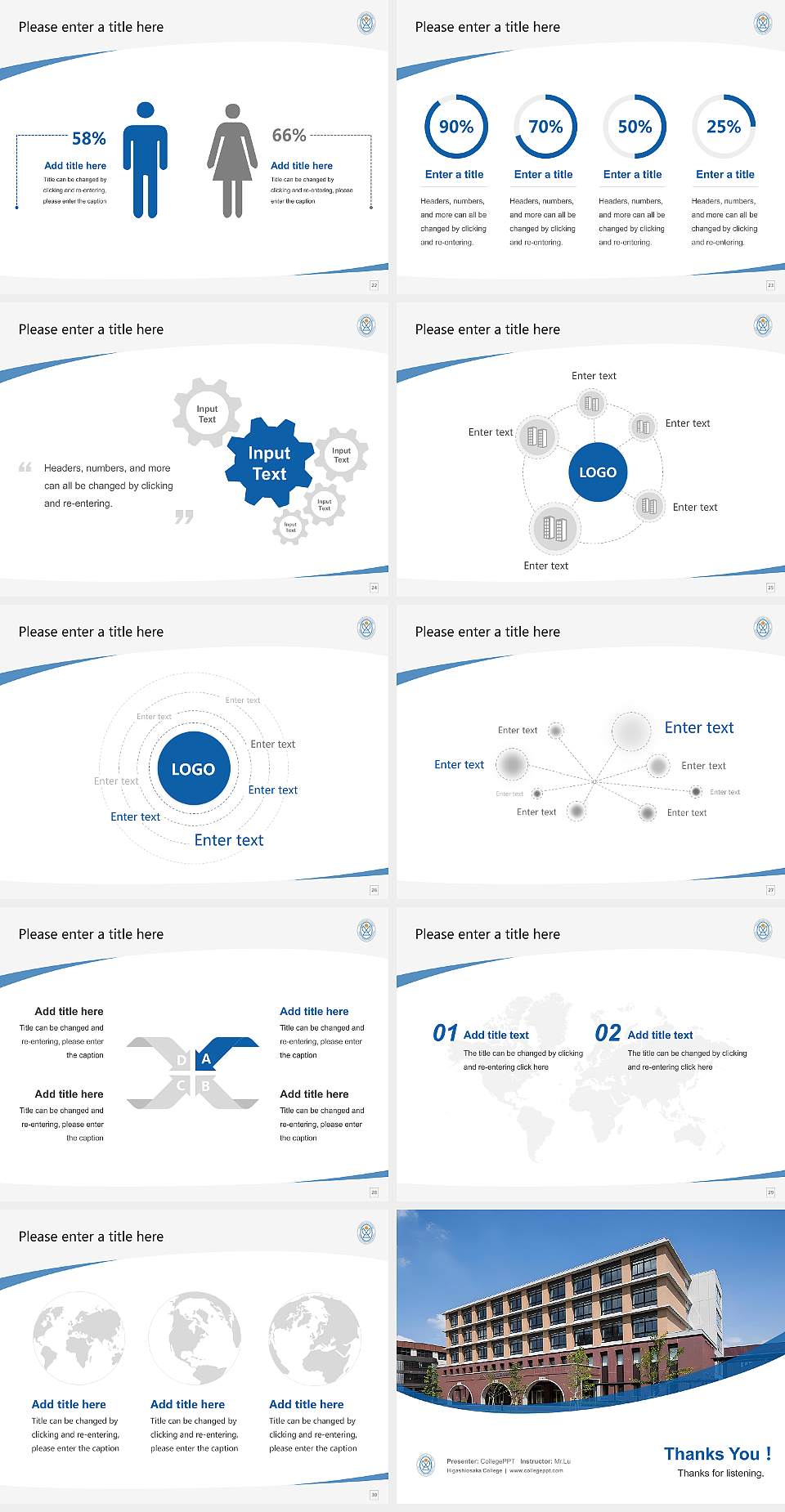 Higashiosaka College Course/Courseware Creation PPT Template4:3 ratio PPT effect preview image4