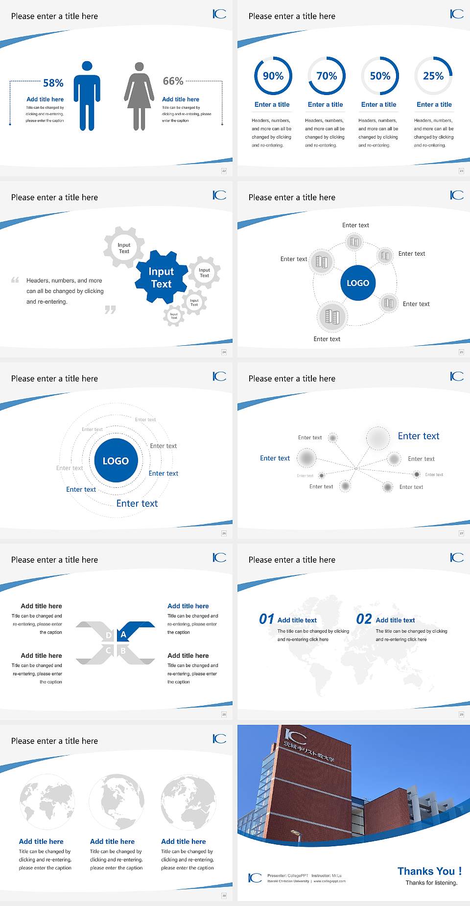 Ibaraki Christian University Course/Courseware Creation PPT Template4:3 ratio PPT effect preview image4