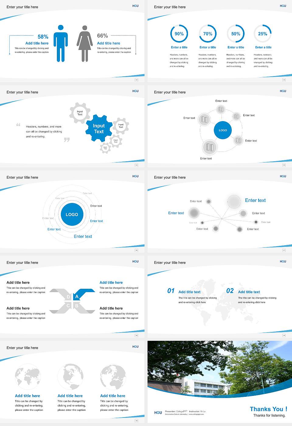 Hamamatsu Gakuin University Course/Courseware Creation PPT Template16:9 ratio PPT effect preview image4