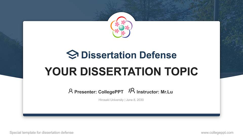 Hirosaki University Graduation Thesis Defense PPT Template16:9 ratio PPT effect preview image