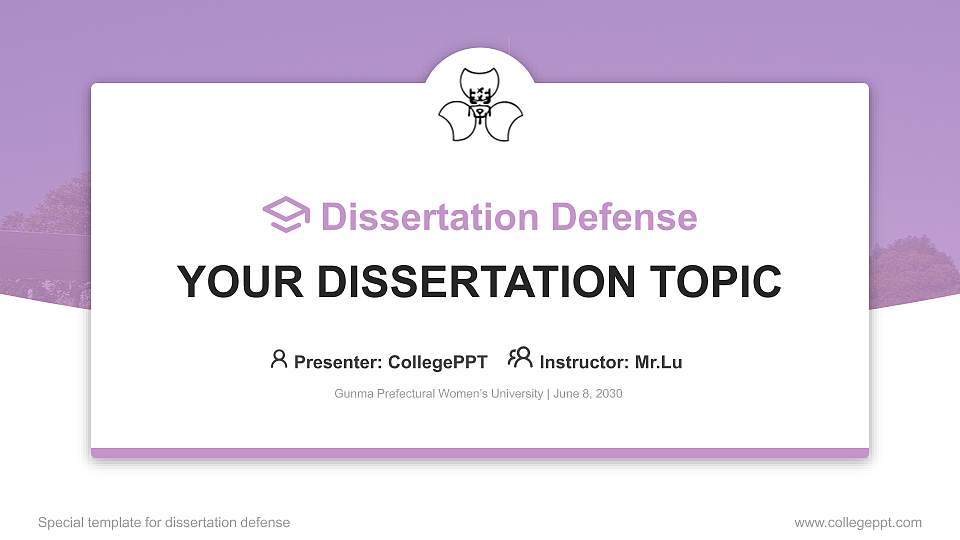 Gunma Prefectural Women’s University Graduation Thesis Defense PPT Template16:9 ratio PPT effect preview image