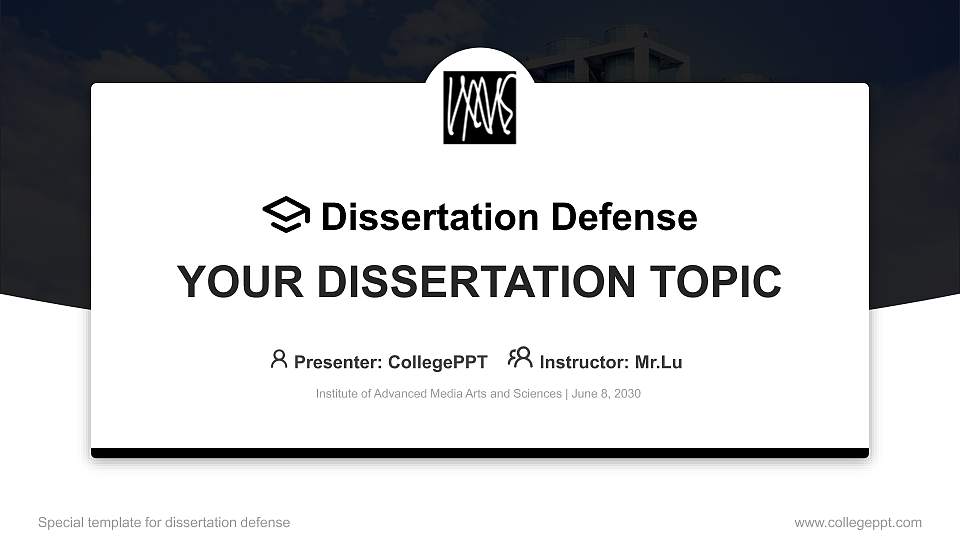 Institute of Advanced Media Arts and Sciences Graduation Thesis Defense PPT Template16:9 ratio PPT effect preview image