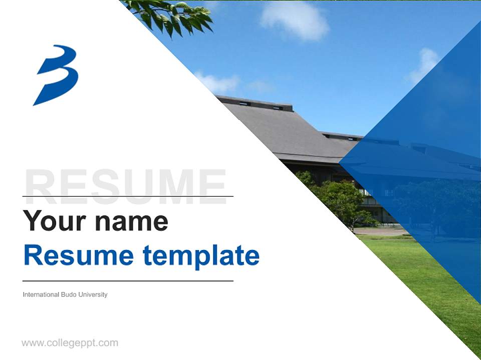 International Budo University Resume PPT Template4:3 ratio PPT effect preview image5