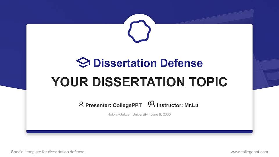 Hokkai-Gakuen University Graduation Thesis Defense PPT Template16:9 ratio PPT effect preview image