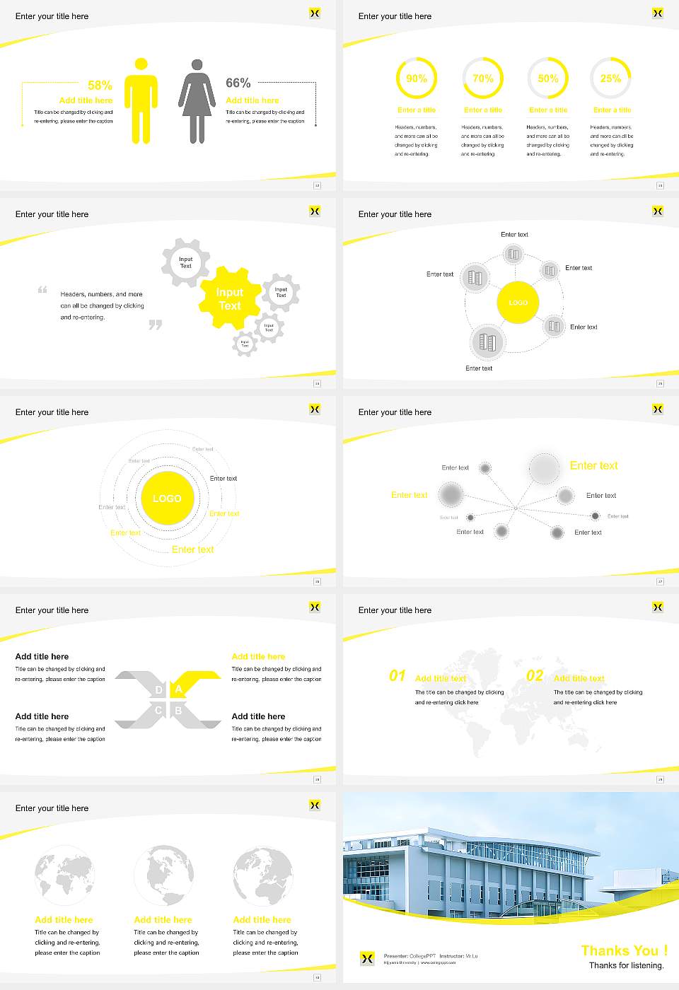 Hijiyama University Course/Courseware Creation PPT Template16:9 ratio PPT effect preview image4