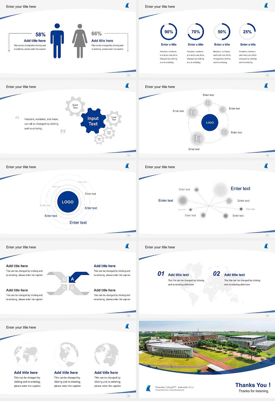 Hokuyo University Course/Courseware Creation PPT Template16:9 ratio PPT effect preview image4