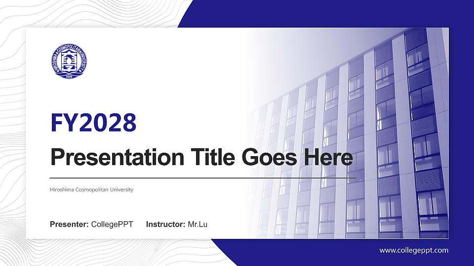 Hiroshima Cosmopolitan University Academic Presentation/Research Findings Report PPT Template16:9 ratio PPT effect preview image