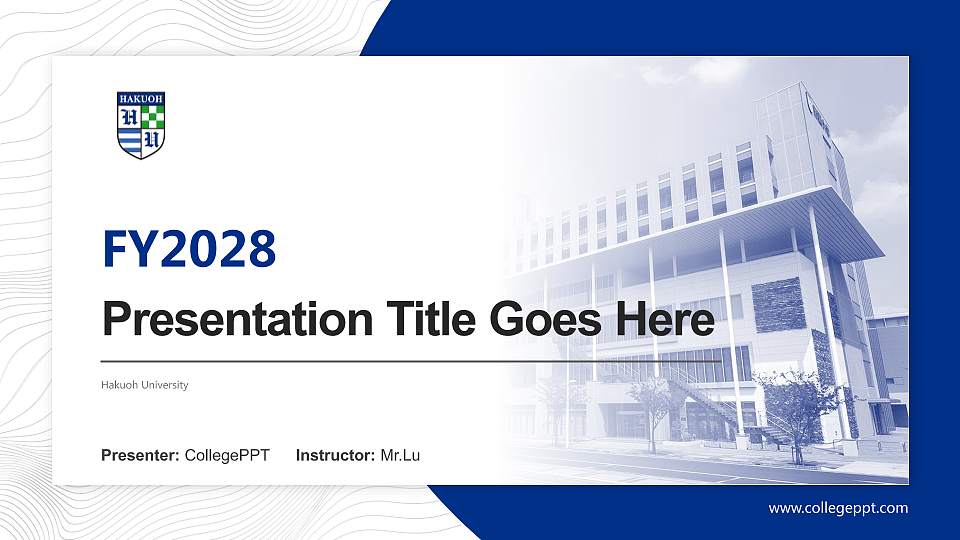 Hakuoh University Academic Presentation/Research Findings Report PPT Template16:9 ratio PPT effect preview image