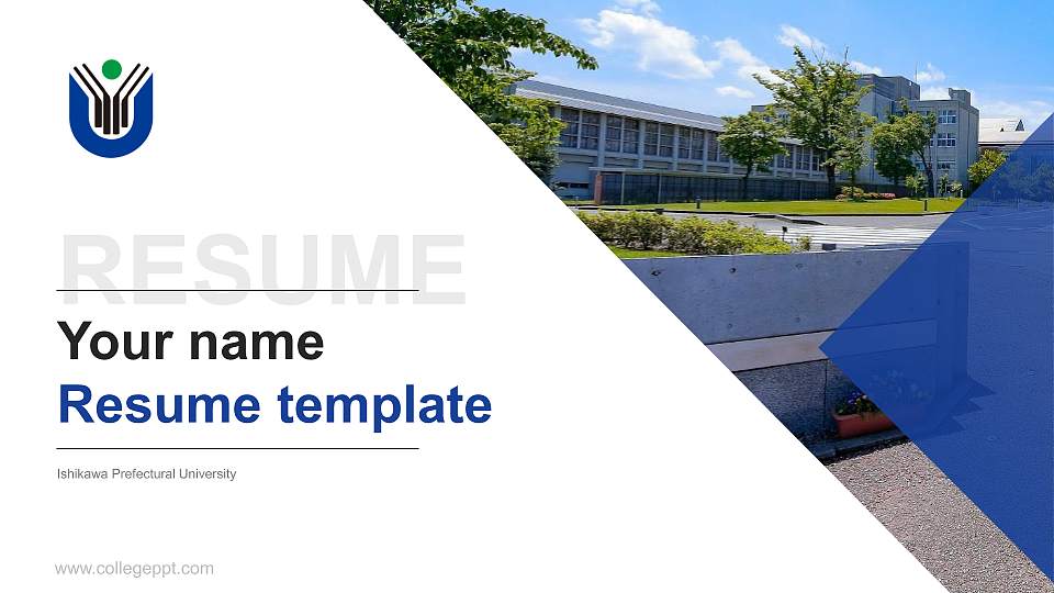 Ishikawa Prefectural University Resume PPT Template16:9 ratio PPT effect preview image